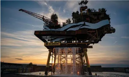  ?? Photograph: Ben Birchall/PA ?? A decommissi­oned offshore production platform. The UK oil and gas authority still allows flaring in the North Sea.