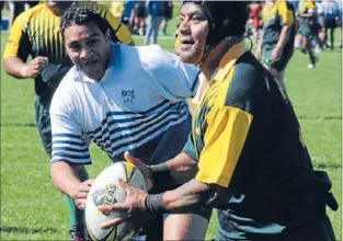  ??  ?? Big hits: Taniela Tavite makes a surging run for his Hutt Valley B side during their defeat of Porirua B.