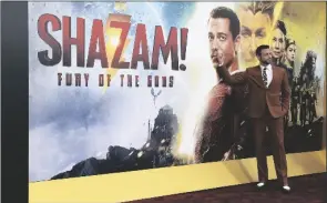  ?? RICHARD SHOTWELL/ INVISION VIA AP ?? ZACHARY LEVI ARRIVES at the world premiere of “Shazam! Fury of the Gods” on March 14 at the Regency Village Theatre in Los Angeles.