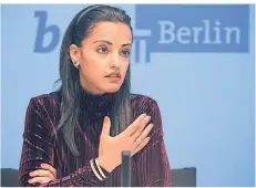  ?? FOTO: WOLFGANG KUMM/DPA ?? Sawsan Chebli (SPD) auf einer Pressekonf­erenz.