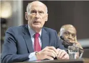  ?? SAUL LOEB/GETTY-AFP ?? The Senate intelligen­ce committee will hear from U.S. Director of National Intelligen­ce Dan Coats, above, today. Ex-FBI director James Comey will testify Thursday.