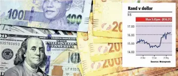  ?? ?? THE RAND weakened as risk-off sentiment gripped the markets on the back of global economic growth concerns and rotational power cuts in South Africa. | Reuters