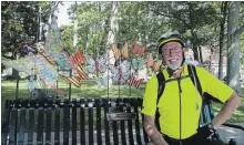  ?? JAMES CULIC METROLAND ?? Ken Smith rides about 96 kilometres every day while en route to an ocean-to-ocean fundraisin­g cycle journey for his grandson.