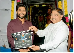  ??  ?? Allu Arjun with father Aravind at the launch of DJ