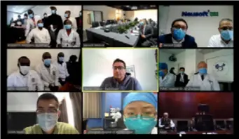  ??  ?? Experts from China, France, Kenya and other countries conduct remote consultati­ons through the Kenyatta National Hospital. Neusoft Medical provided technical support
