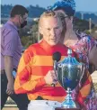  ?? ?? VICTORY: Apache Chase ridden by Jim Byrne celebrates his 2021 Weetwood Handicap win. Picture: Nev Madsen.