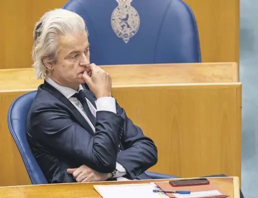  ?? EDITOR BATUHAN TAKIŞ ?? Far-right Dutch politician Geert Wilders attends a plenary debate in The Hague, Netherland­s, Jan. 19, 2021.