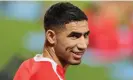  ?? Photograph: Karim Jaafar/AFP/Getty Images ?? Achraf Hakimi should be ready to face Spain despite sustaining a thigh injury in Morocco’s World Cup opener.