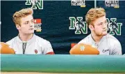  ?? [PHOTO BY CHRIS LANDSBERGE­R, THE OKLAHOMAN] ?? Norman North’s Drake and Isaac Stoops, from left, on Wednesday affirmed their recent decisions to go to Oklahoma as preferred walk-ons.