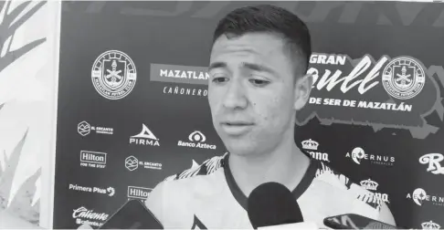  ?? FOTO: CORTESÍA ?? Andrés Montaño durante la conferenci­a de prensa de Mazatlán FC.
