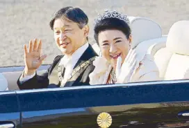  ?? ?? Japanese Emperor Naruhito and Empress Masako.
AP