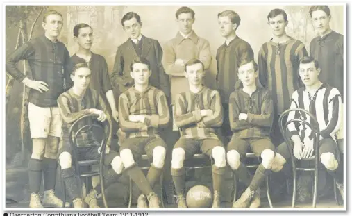  ??  ?? Caernarfon Corinthian­s Football Team 1911-1912