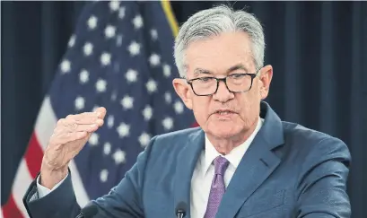  ?? MARK WILSON GETTY IMAGES ?? U.S. Federal Reserve board chair Jerome Powell also announced an early end to efforts to shrink its balance sheet.