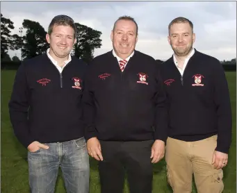  ??  ?? Barry John O’Toole, Kiltegan GAA Chairman Damien Byrne and Ciaran O’Toole.