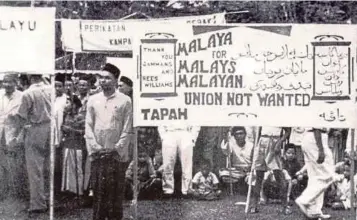  ?? FILE PIC ?? The Malayan Union was aborted because of strong protests led by Datuk Onn Jaafar and the Malays to safeguard their interests, and to restore the dignity of the Malay rulers.