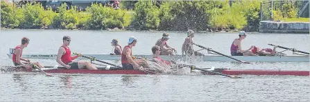  ?? BOB TYMCZYSZYN THE ST. CATHARINES STANDARD ?? CRI edges out St. Catharines in the final of the men’s under-17 coxed four at the 136th Royal Canadian Henley Regatta Sunday in St. Catharines.