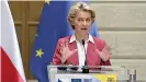  ??  ?? European Commission head Ursula von der Leyen said the EU had hit its vaccinatio­n target