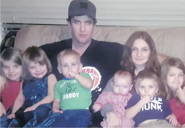  ??  ?? Patrick and Savannah Simmons have six children under the age of nine and are looking forward to Christmas despite hard times. They will receive help from the Salvation Army in Nelson, which receives funding from Province readers’ donations to the Empty...