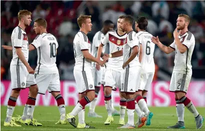  ?? AP ?? German players after their 2-1 loss to the United States in a friendly in Cologne, western Germany, on Wednesday. —