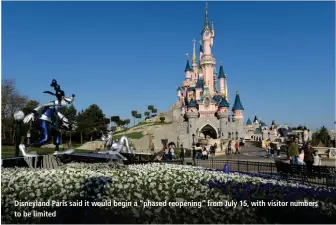  ?? BERTRAND GUAY / AFP ?? Disneyland Paris said it would begin a “phased reopening” from July 15, with visitor numbers to be limited