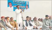  ?? HT PHOTO ?? RLD leader Ajit Singh addressing a rally in Faizabad on Sunday.