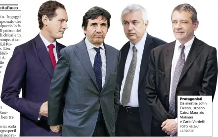  ??  ?? Protagonis­ti Da sinistra: John Elkann, Urbano Cairo, Maurizio Molinari e Carlo Verdelli FOTO ANSA/ LAPRESSE