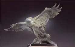  ??  ?? Sandy Scott, Pintail Arrival, bronze, 16 x 12 x 27”