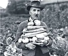  ??  ?? Dig for victory: a proud allotment owner in Foots Cray, south-east London, 1942