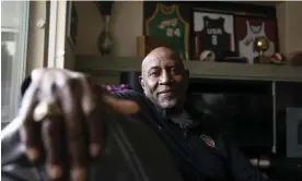  ?? Photograph: Ellen Schmidt/AP ?? Spencer Haywood poses for a photo in front of his basketball memorabili­a at his Las Vegas home.