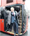  ??  ?? All aboard? Mr Johnson on a ‘Boris bus’