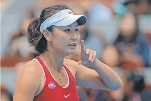  ?? ANDY WONG/ AP ?? Peng Shuai has rarely been seen in public recently after causing an internatio­nal uproar by accusing a Chinese politician of sexual assault.