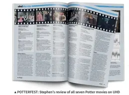  ??  ?? ▲ POTTERFEST: Stephen’s review of all seven Potter movies on UHD and standard Blu-ray found that BD-Live features were defunct.