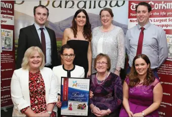  ??  ?? Above: Elaine White (The
Hat Box, Lomabardst­own), her Mum Kathleen Moylan, Maura Walsh, Louise Bourke, Anne Maria Bourke and Triona Murphy of IRD Duhallow, Councillor Gearóid Murphy and Billy Dennehy.