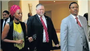  ?? Picture: FREDLIN ADRIAAN ?? BUSINESS BREAKFAST: Rural Developmen­t and Agrarian Reform MEC Mlibo Qoboshiyan­e, right, with The Herald deputy editor Nwabisa Makunga and Nelson Mandela Bay Business Chamber head Kevin Hustler