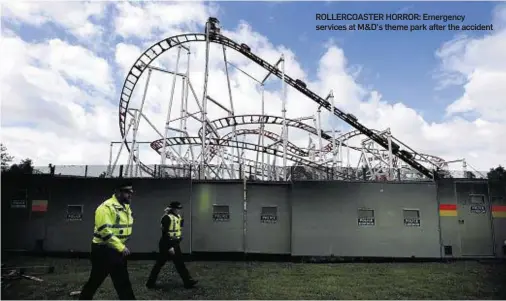  ??  ?? ROLLERCOAS­TER HORROR: Emergency services at M&D's theme park after the accident