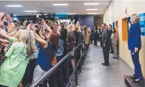  ??  ?? A mass of selfie-takers at a Hillary Clinton appearance.