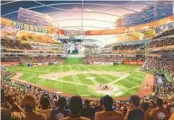  ?? COURTESY ?? An illustrati­on of a proposed new Major League Baseball domed stadium that Orlando Magic co-founder Pat Williams is trying to get built to lure the Tampa Bay Rays or an expansion franchise to Central Florida.