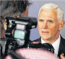  ?? CZAREK SOKOLOWSKI • AP ?? U.S. Vice President Mike Pence talks to the media in Warsaw, Poland, on Wednesday.