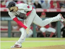  ?? AP PHOTO ?? SAILING ALONG: Red Sox starter Rick Porcello moved to 4-0 on the season with six shutout innings Wednesday night against the Angels in Anaheim, Calif.