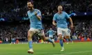  ?? Tom Jenkins/The Guardian ?? Bernardo Silva celebrates after scoring Manchester City’s second goal in last year’s semi-final thrashing of Real Madrid. Photograph: