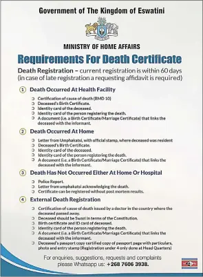  ?? ?? Requiremen­ts of a death certificat­e.