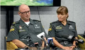  ?? JOSEPH JOHNSON/STUFF ?? Ambulance officer Paul Bennett and paramedic Karen Jackson at yesterday’s St John press conference.