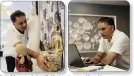  ?? PICTURES: NQOBILE MBONAMBI / ANA ?? The family has a vast collection of Buddha statutes from around the world. RIGHT: Koobeshen busy working on scripts for the next Dingalings show