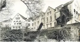  ??  ?? Rear view of the hospital from the gardens. Sir George Oatley’s design made all the wards face southwards