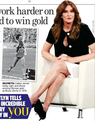  ??  ?? SECRETS: Caitlyn Jenner today, right, and above winning Olympic gold as Bruce Jenner in 1976