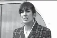  ?? DOMINIQUE MOLLARD, FILE - THE ASSOCIATED PRESS ?? In this Nov. 7, 1991, file photo Ghislaine Maxwell, daughter of late British publisher Robert Maxwell, reads a statement in Spanish in which she expressed her family’s gratitude to the Spanish authoritie­s, aboard the “Lady Ghislaine” in Santa Cruz de Tenerife. Maxwell, a British socialite who was accused by many women of helping procure underage sex partners for Jeffrey Epstein, was arrested in New Hampshire, the FBI said Thursday, July 2.