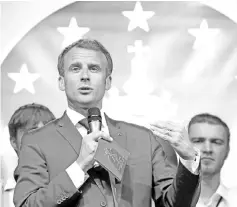  ?? — AFP photo ?? Macron speaks during the European Charlemagn­e Youth Prize event in Aachen.