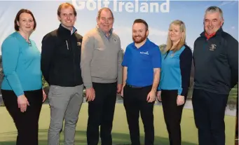  ??  ?? Among those in Belfast were Fiona Togher, Carne Golf Links, Keith O’Neill, Enniscrone Golf Club, Gerry Carr, Carne Golf Links, Ciaran McLoone, Golf Ireland and Gerry Fox, Co Sligo Golf Club. Pic: Clive Wasson.