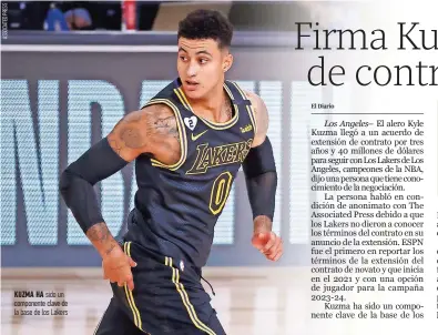  ??  ?? KUZMA Ha sido un componente clave de la base de los Lakers