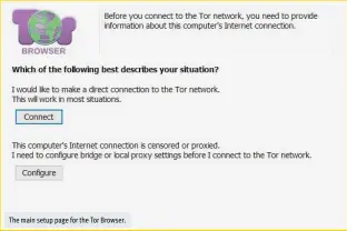  ??  ?? The main setup page for the Tor Browser.